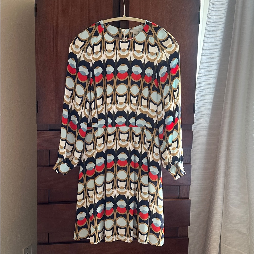 H&M Multicolor Abstract Retro Mad Men Dress 6 EUC